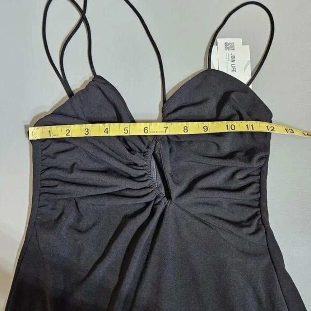 ZARA Asymmetric Draped Mini Dress Black XS Bodycon Date Night Clubwear - Picture 6 of 10
